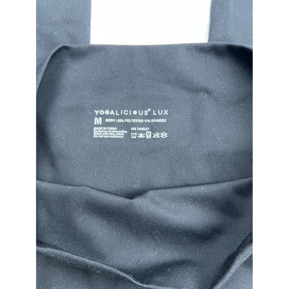 YOGALICIOUS LUX High Waisted Black Leggings Athleisure Workout Size M - Picture 2 of 6